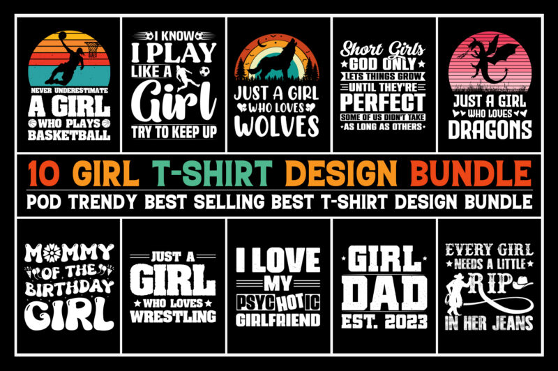 Girl T-Shirt Design Bundle