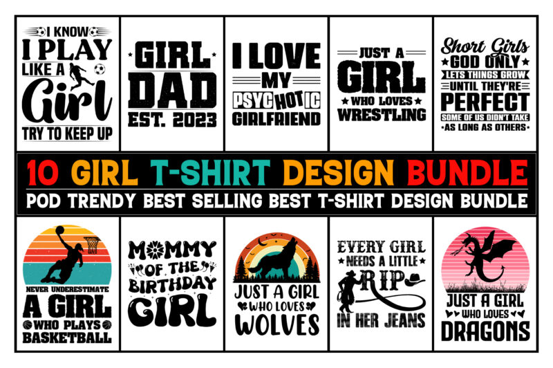 Girl T-Shirt Design Bundle