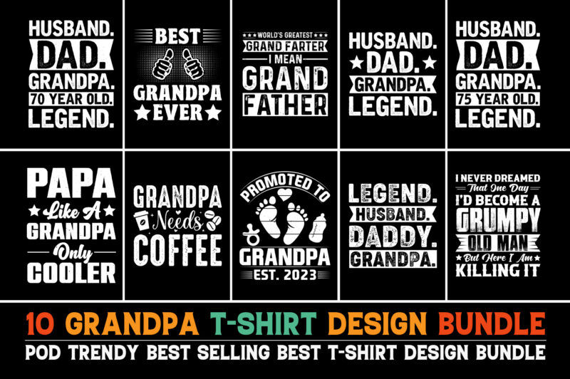 Grandpa T-Shirt Design Bundle