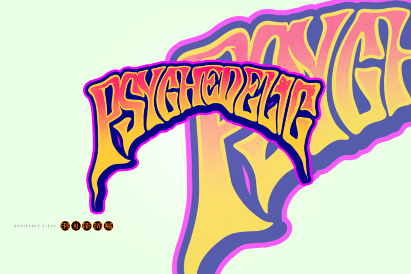 Groovy psychedelic lettering word bold text
