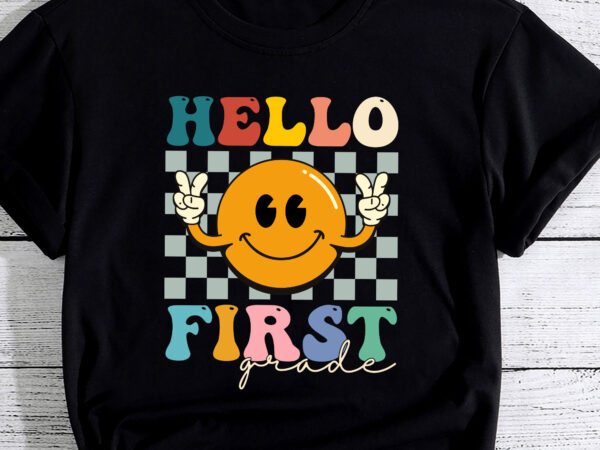 Hello first grade retro smile team 1st grade back to school graphic t shirt