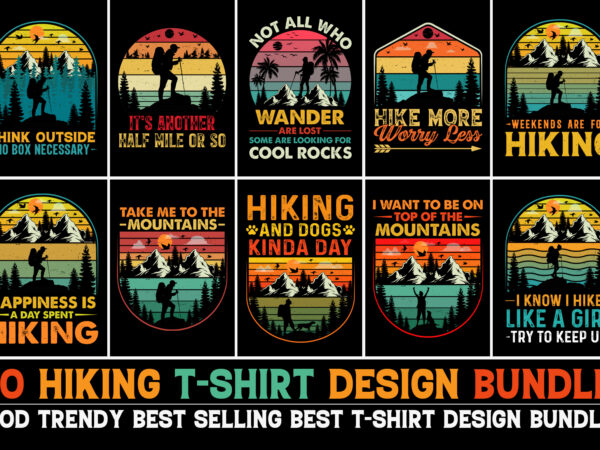 Hiking t-shirt design bundle