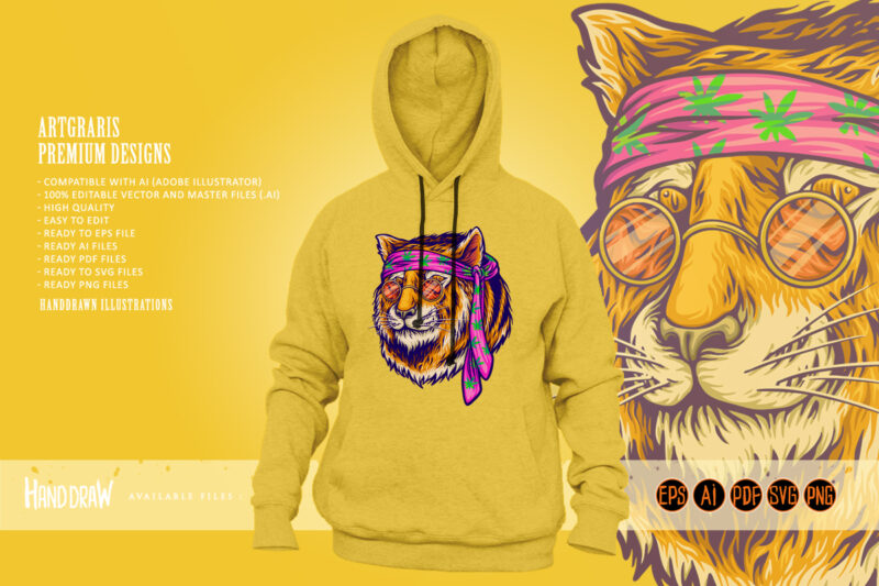 Fierce beautiful bohemian tiger head