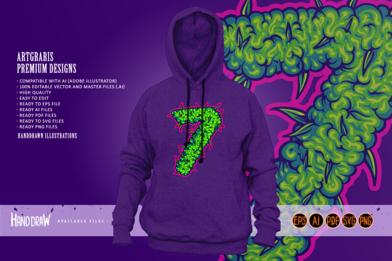 Number 7 monogram marijuana bliss flower buds detail