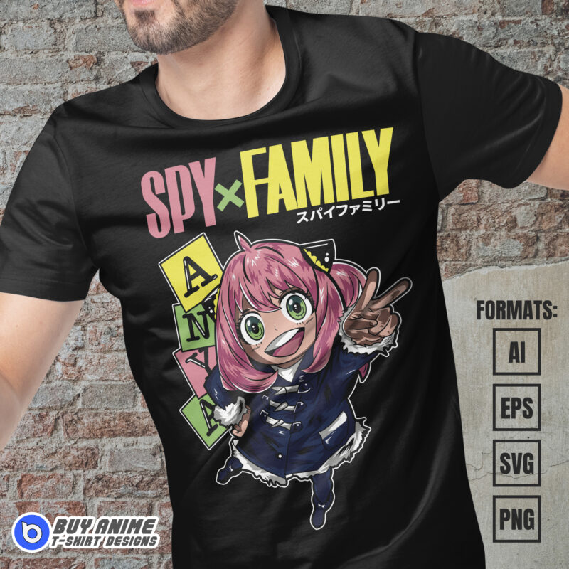 Premium Anya Forger Spy x Family Anime Vector T-shirt Design Template ...