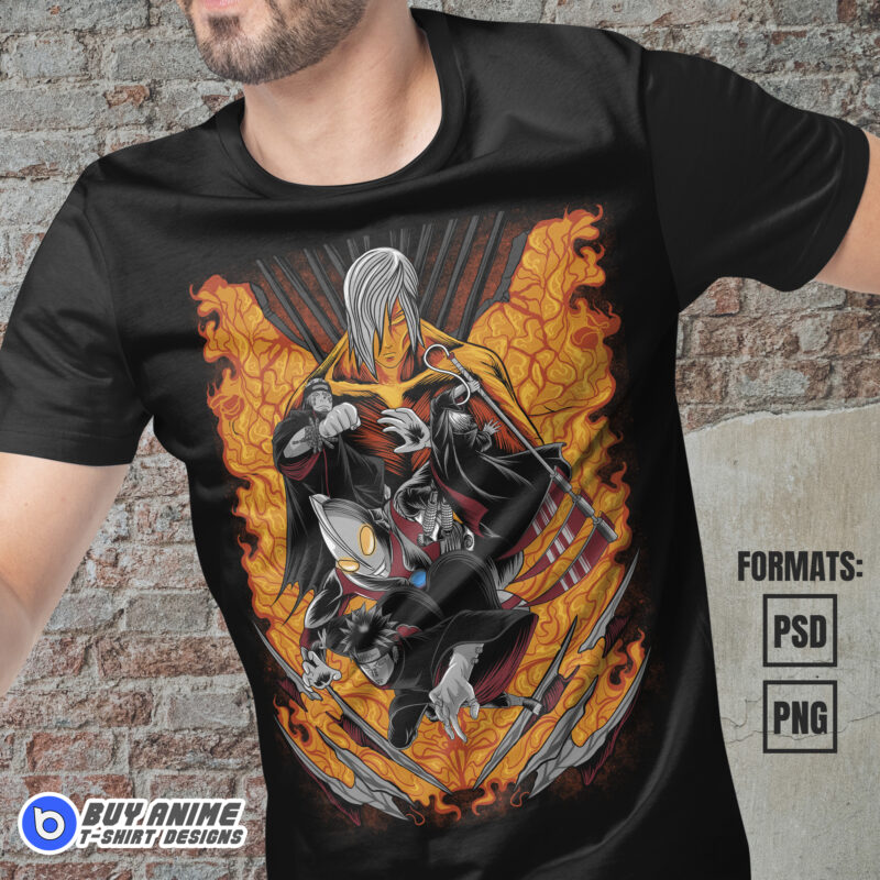 Premium Akatsuki x Ultraman Anime Vector T-shirt Design Template - Buy ...