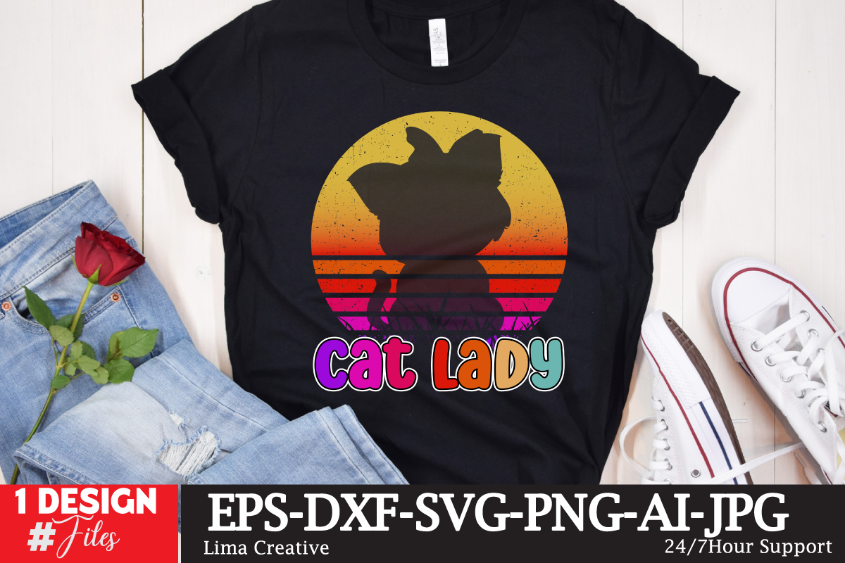 Cat Lady T-shirt Design,cat Retro T-shirt Design , doja,cat catalytic