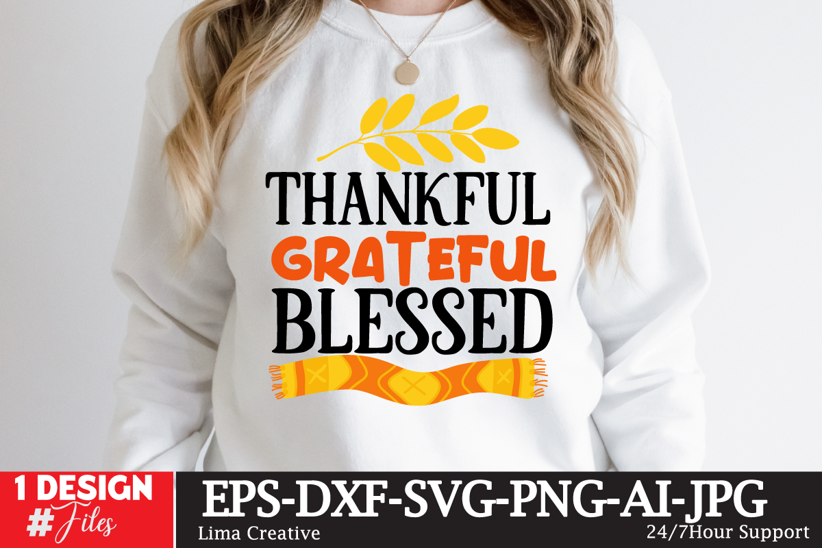 THankful For Blessed T-shirt Design,fall t-shirt design, fall t-shirt ...