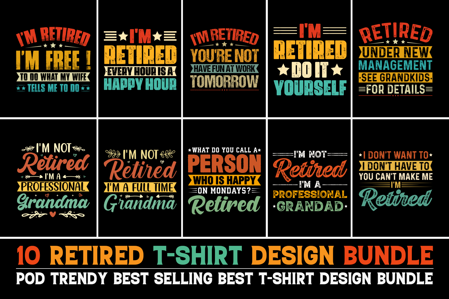 Retired T-Shirt Design Bundle - Buy t-shirt designs