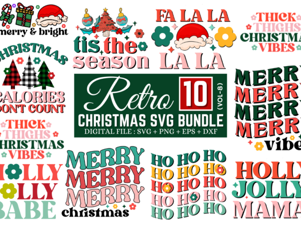 Retro christmas svg bundle, christmas t-shirt bundle