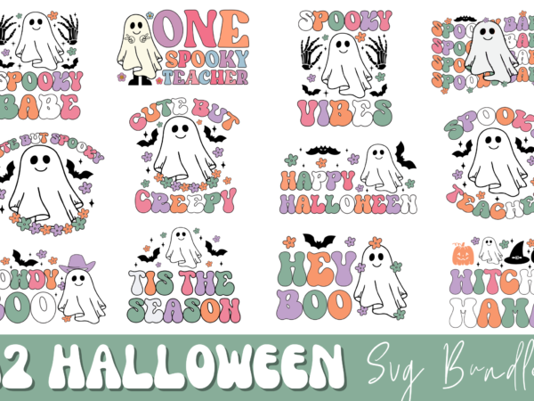 Retro halloween svg bundle, halloween t-shirt bundle