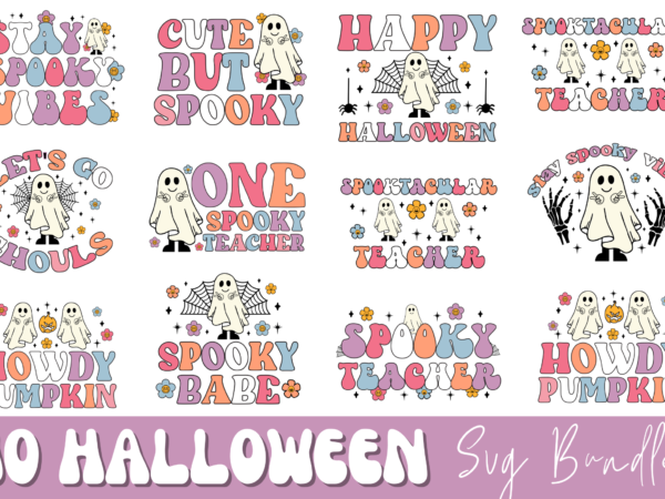 Retro halloween svg bundle, halloween t-shirt bundle