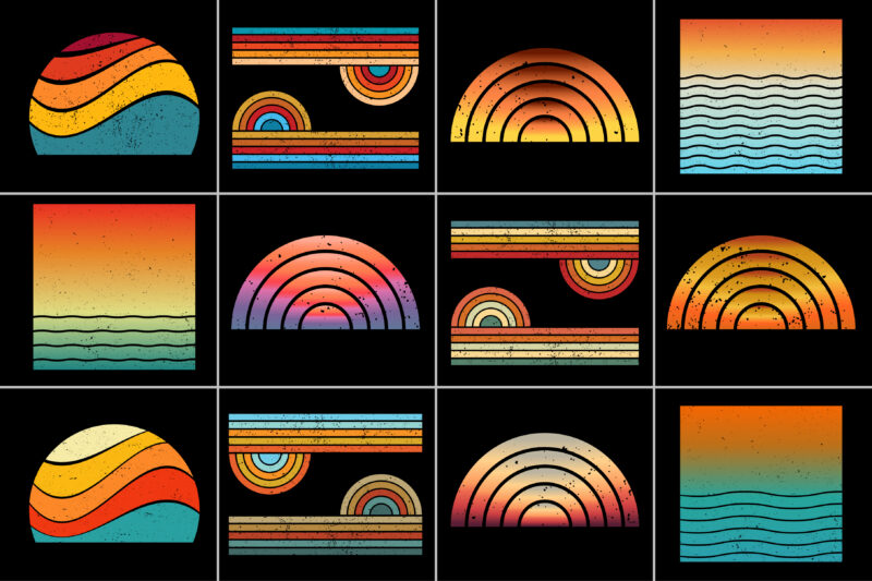 Sunset Colorful T-Shirt Background Bundle