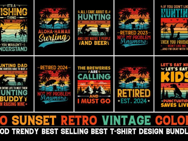 Retro vintage sunset t-shirt design bundle