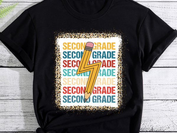 Second grade lightning bolt pencil retro teacher boys girls pc t shirt template vector