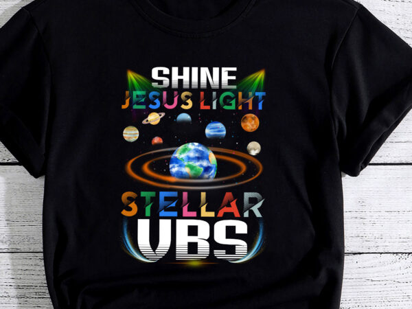 Stellar bible school vbs shine jesus light christian t shirt template vector