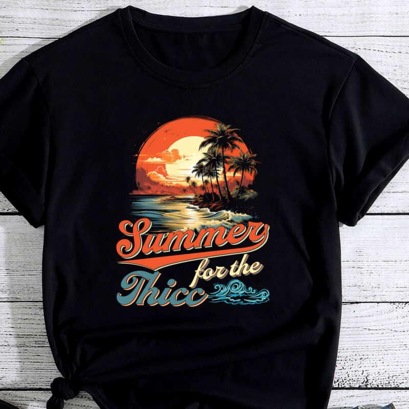 Summer For The Thicc Funny Fit2Serve 80_s Beach Surf Graphic PC