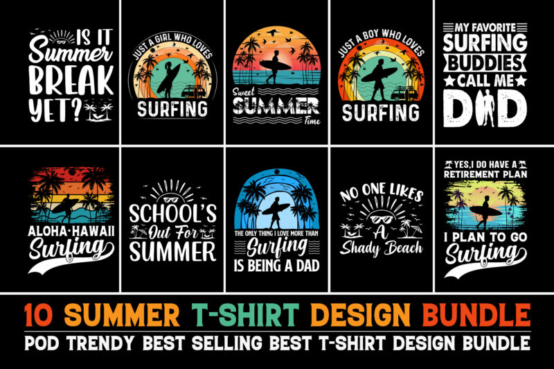 Summer T-Shirt Design Bundle-Trendy Pod Best T-Shirt Design Bundle ...