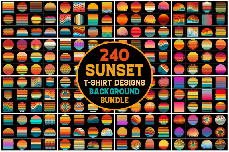 Sunset Colorful T-Shirt Background Bundle