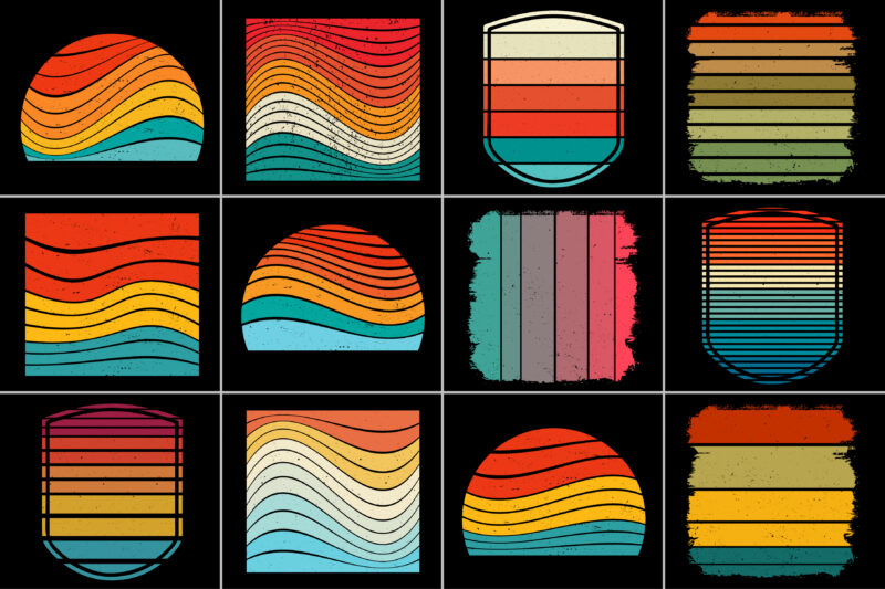 Sunset Colorful T-Shirt Background Bundle