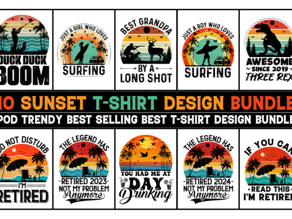 Sunset retro vintage t-shirt design bundle