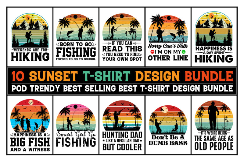 Sunset T-Shirt Design Bundle