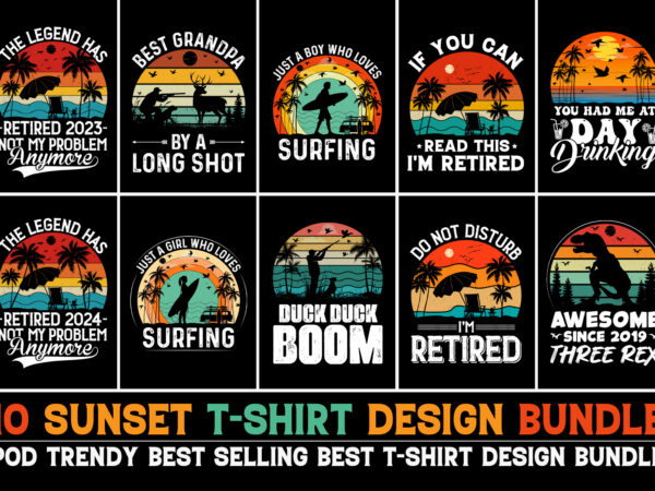 Retro vintage sunset t-shirt design bundle