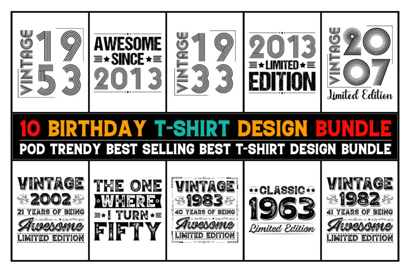 T-Shirt Design Bundle-Birthday