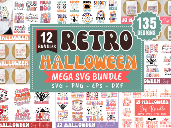 Retro halloween svg bundle, halloween t-shirt bundle,fall tshit designs,halloween t-shirt designs