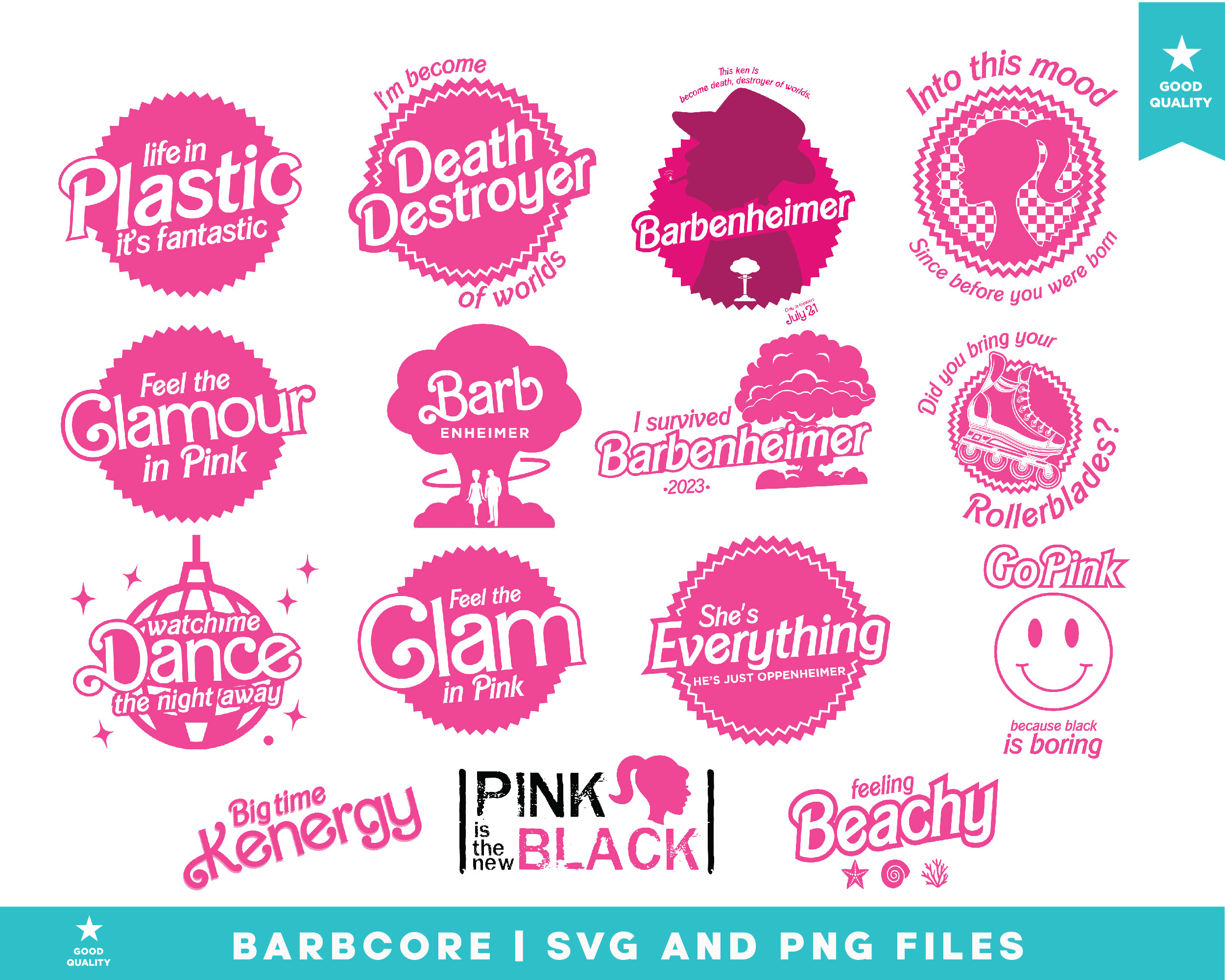 Barbenheimer Barbe Core Movie SVG and PNG for sublimation, transfer and  cutting machines like Cricut or Silhouette - Buy t-shirt designs