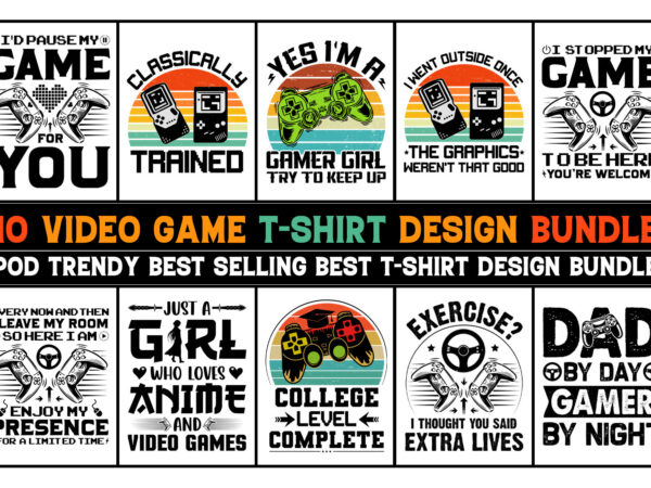 Video game t-shirt design bundle