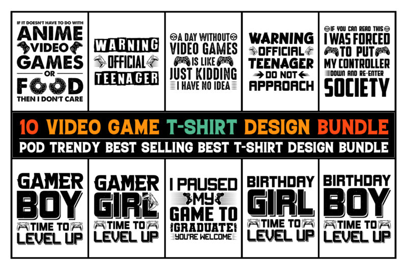 Video Game T-Shirt Design Bundle