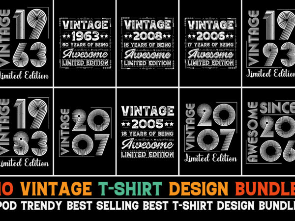 Vintage birthday t-shirt design bundle