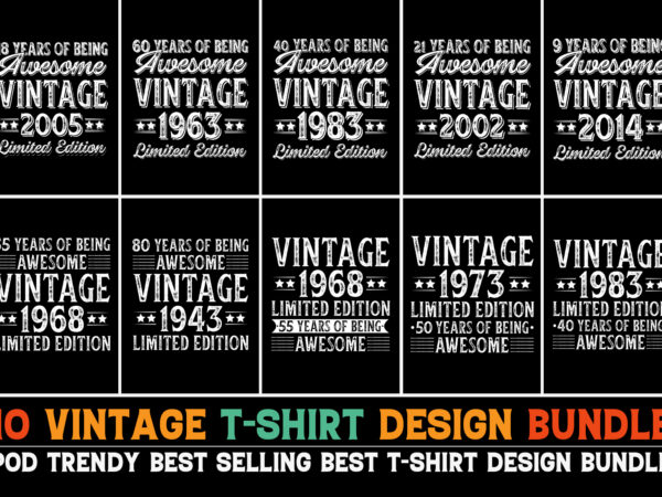 Vintage birthday t-shirt design bundle