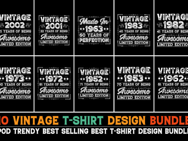 Vintage birthday t-shirt design bundle