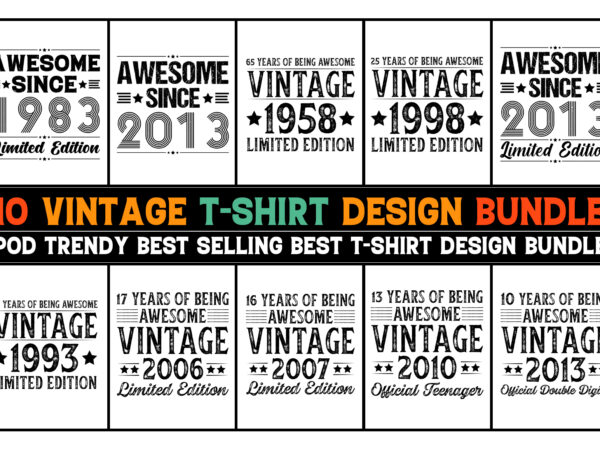 Vintage birthday t-shirt design bundle