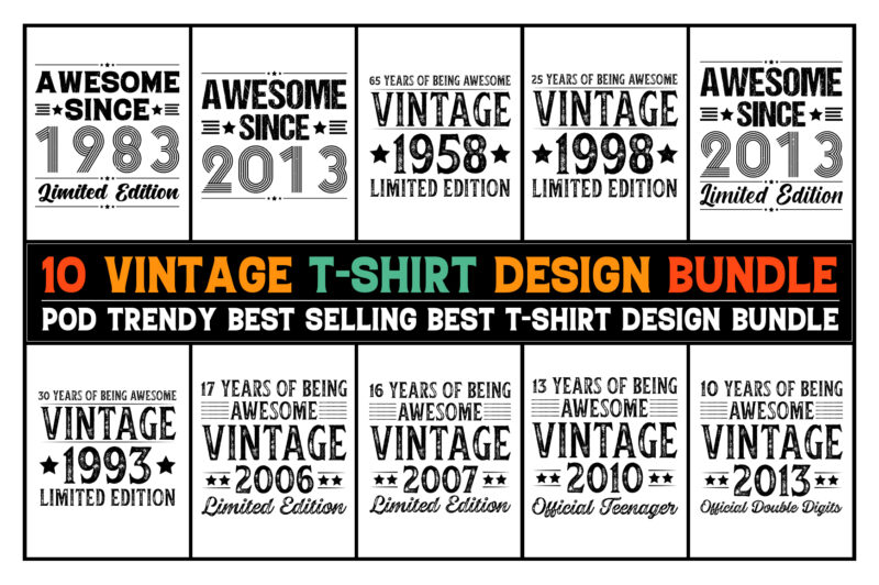 Vintage Birthday T-Shirt Design Bundle