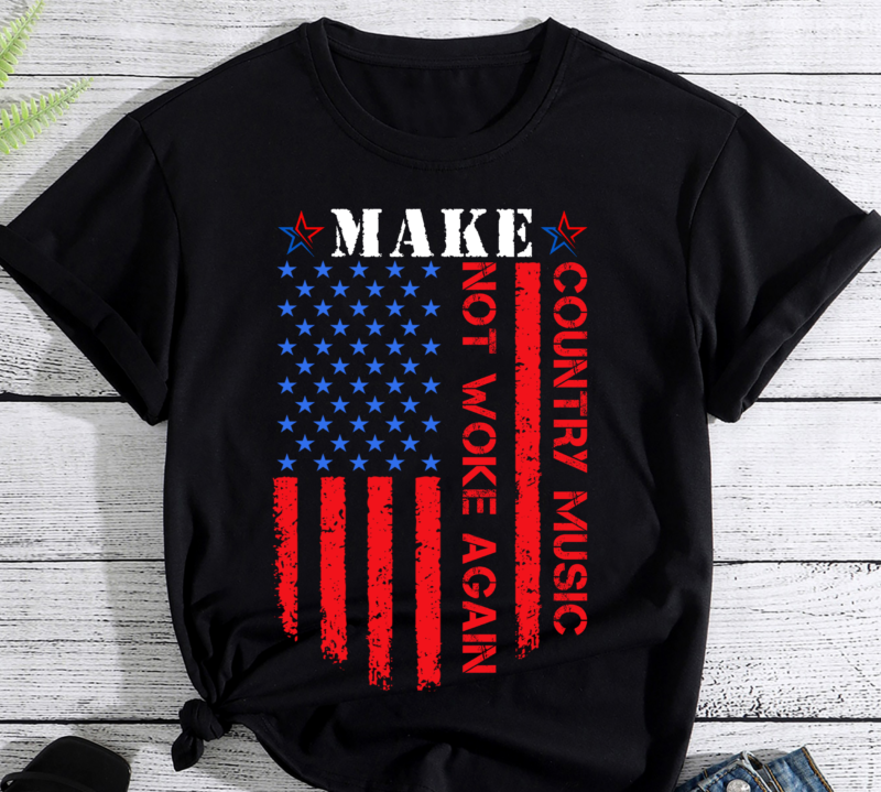Vintage Make - Buy Woke American t-shirt Not designs Music Again Country PC Flag