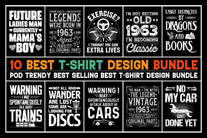 Vintage Typography T-Shirt Design Bundle