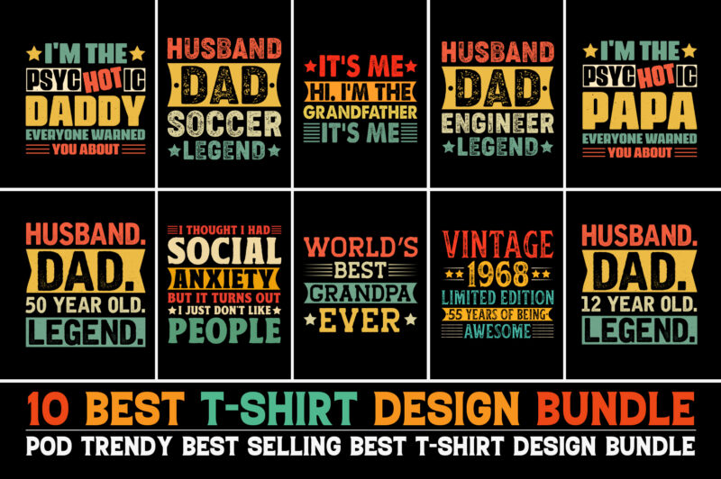 Vintage Typography T-Shirt Design Bundle