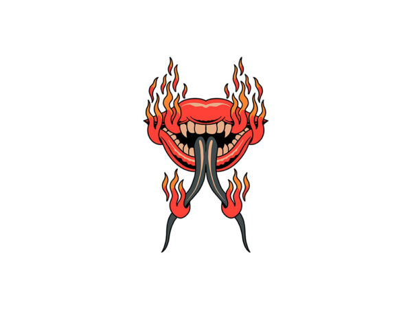 Flaming mouth t shirt graphic design