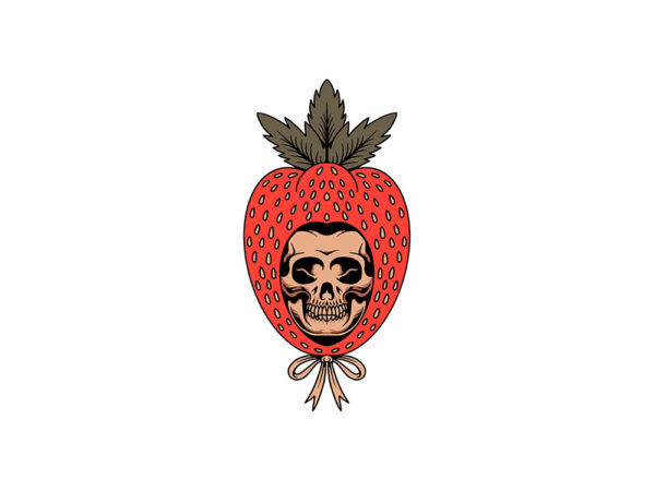 Skull strawberry t shirt template vector