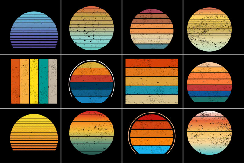 Retro Sunset Background Bundle