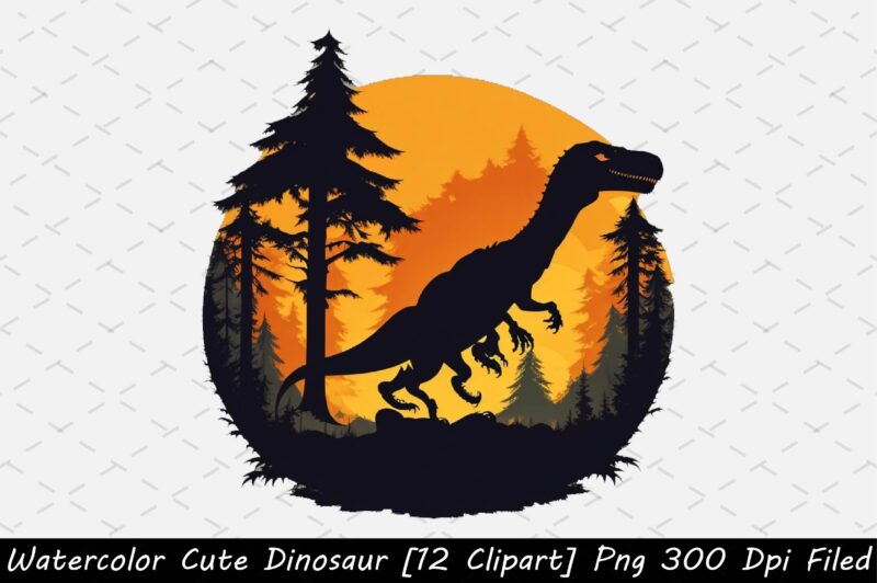 Watercolor Dinosaur Graphic 16 Clipart,