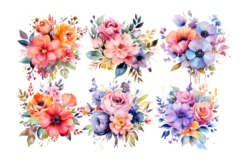 Watercolor Flower painting clipart - Buy t-shirt designs