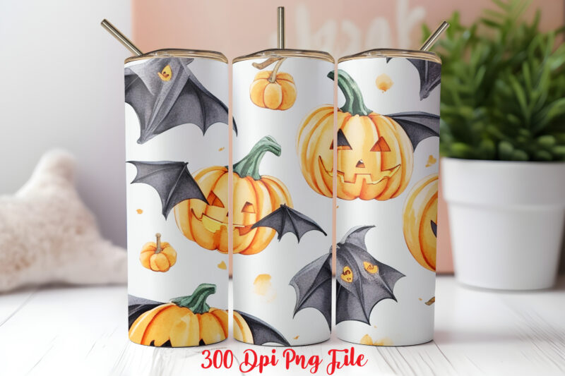 Halloween Pattern Tumbler Sublimation Wrap Designs PNG