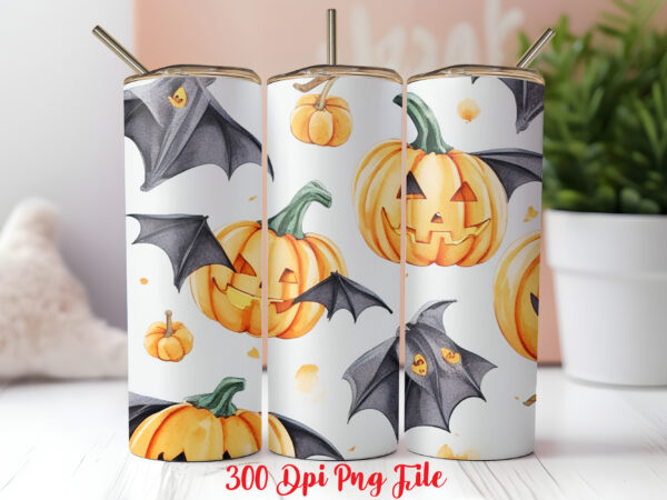 Halloween pattern tumbler sublimation wrap designs png