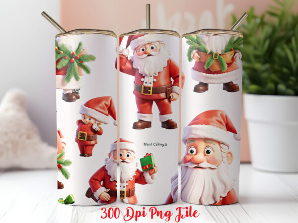 Santa claus pattern tumbler sublimation wrap designs png