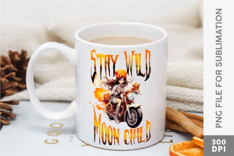 Zombie Skeleton and Witch Girl Riding Motorcycle Sublimation