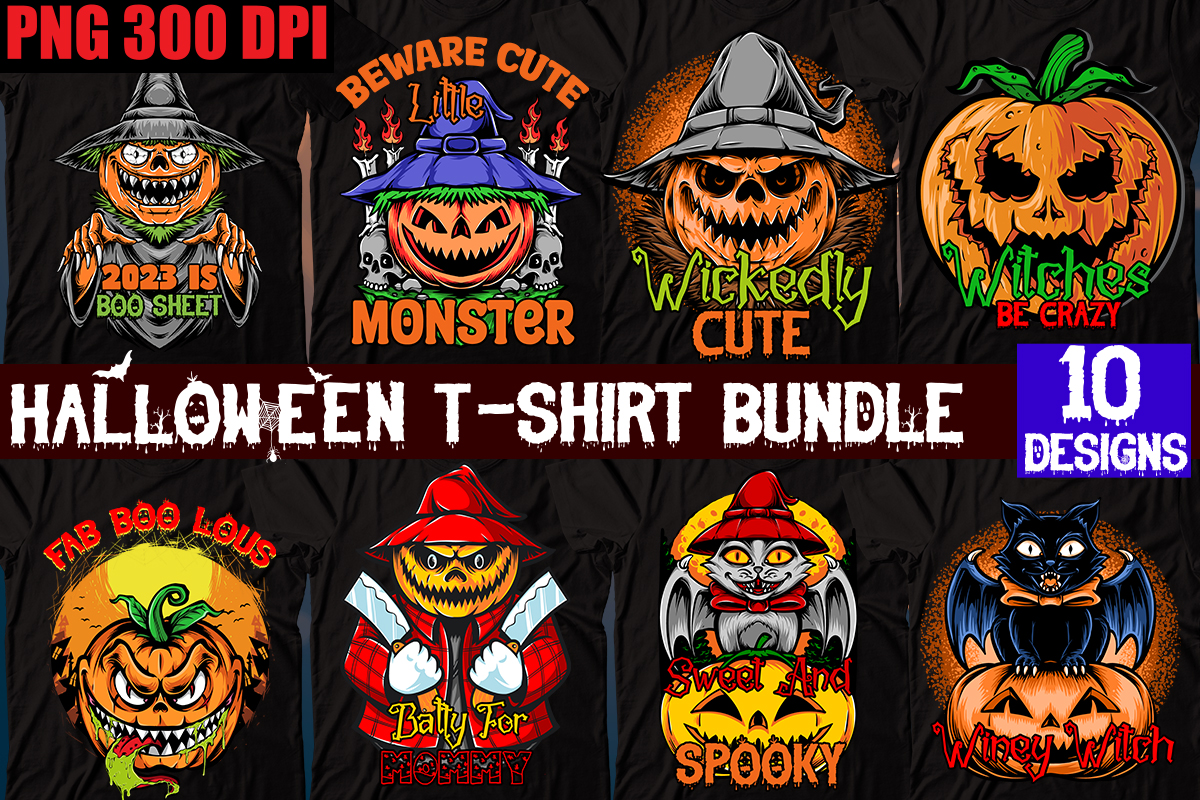 Halloween T-shirt Bundle,10 Designs,Halloween T-shirt Design Bundle,t